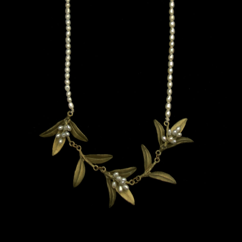 Flowering Myrtle 16'' Adj. Contour Pearl Necklace By Michael Michaud