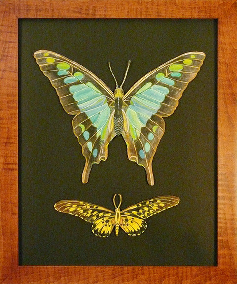 Large Turquoise with Small Yellow and Black Butterflies by Susan Daul