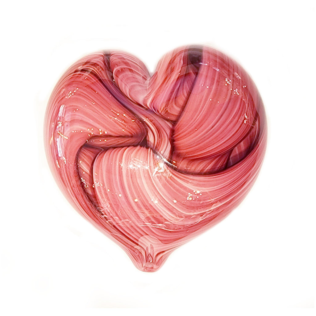 Heart in Bright Pink Handblown Glass Paperweight
