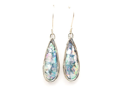 Large Teardrop Roman Glass Earrings