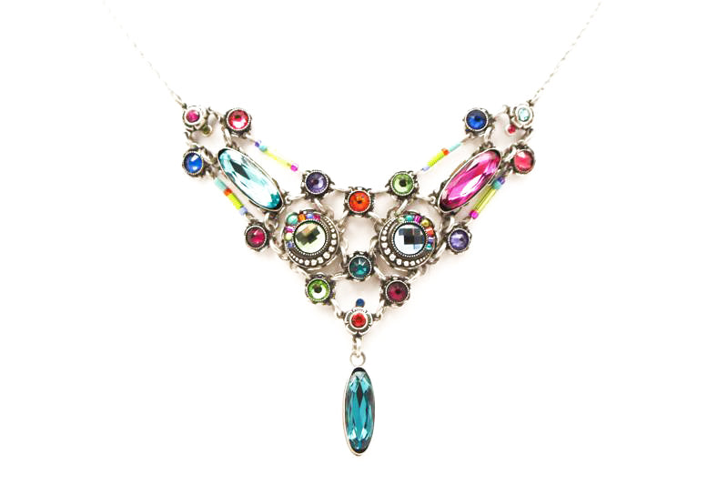 Multi Color Brilliant Medium Elaborate Necklace by Firefly Jewelry