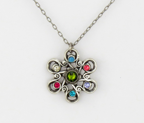 Multi Color Vintage Simple Pendant Necklace by Firefly Jewelry