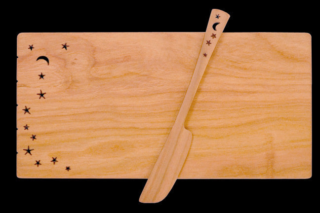 Cheese Board with Spreader with Celestial Design