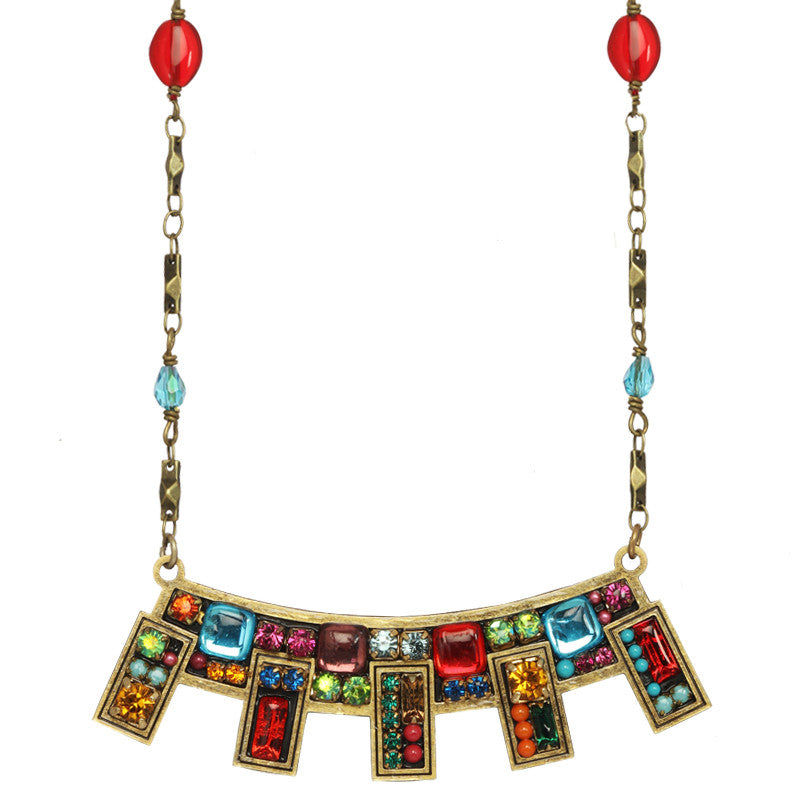 Multi Bright Abstract Beaded Chain Necklace by Michal Golan