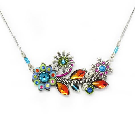 Multi Color Fairyland Botanical Flower Necklace by Firefly Jewelry