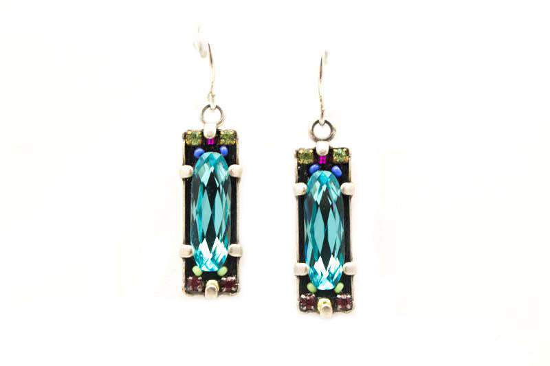 Light Turquoise Crystal Earrings by Firefly Jewelry
