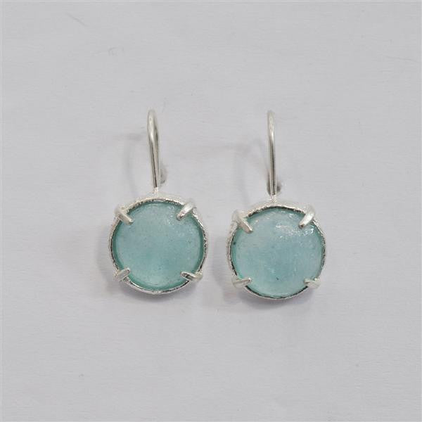 Pronged Setting Round Washed Roman Glass Earrings