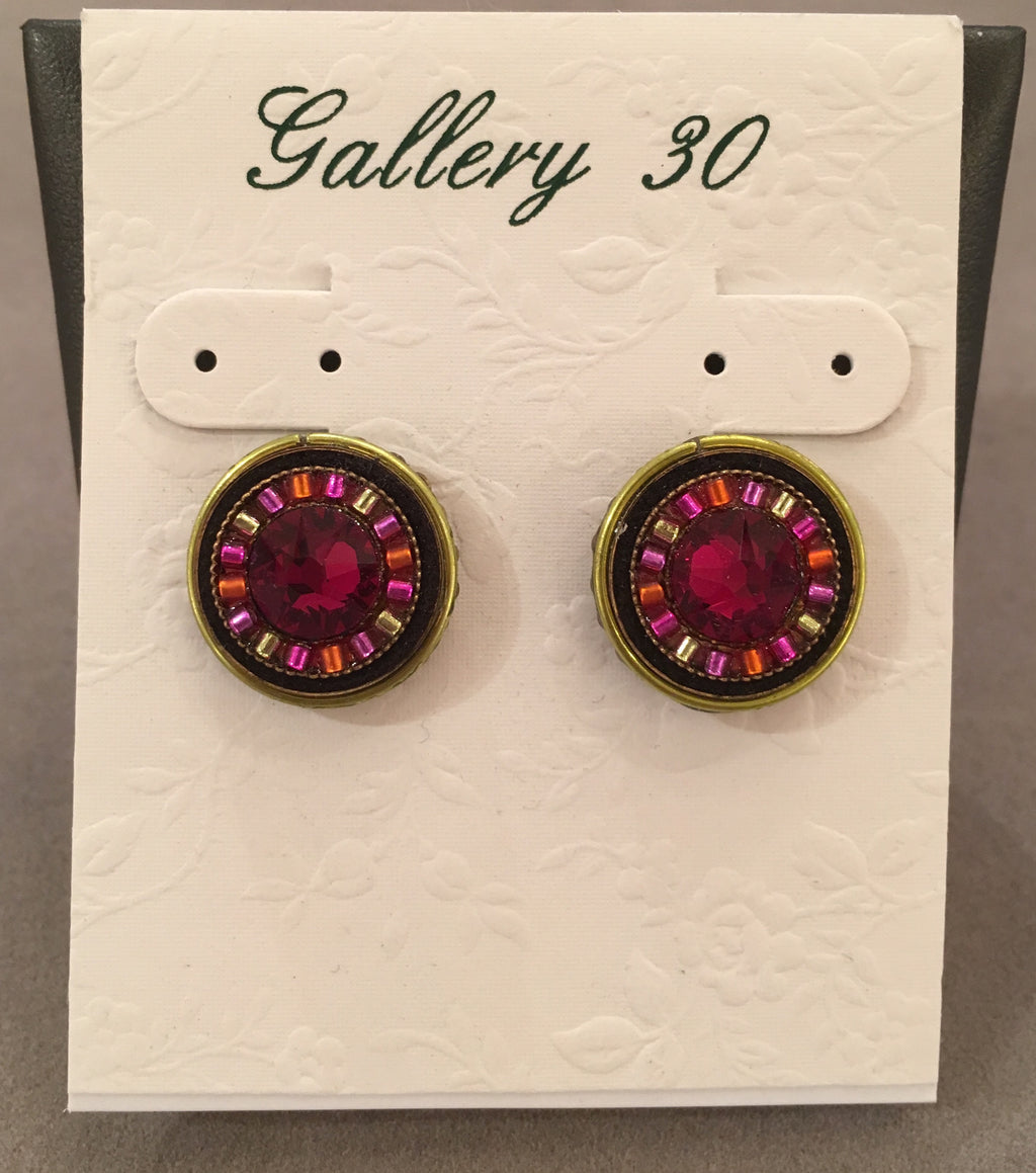 Ruby La Dolce Vita Round Post Earrings by Firefly Jewelry