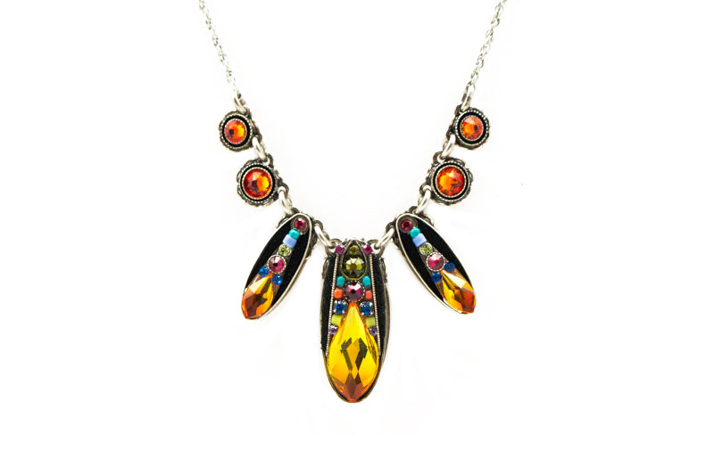Multi Color Diva Three Drop Necklace by Firefly Jewelry