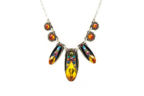 Multi Color Diva Three Drop Necklace by Firefly Jewelry