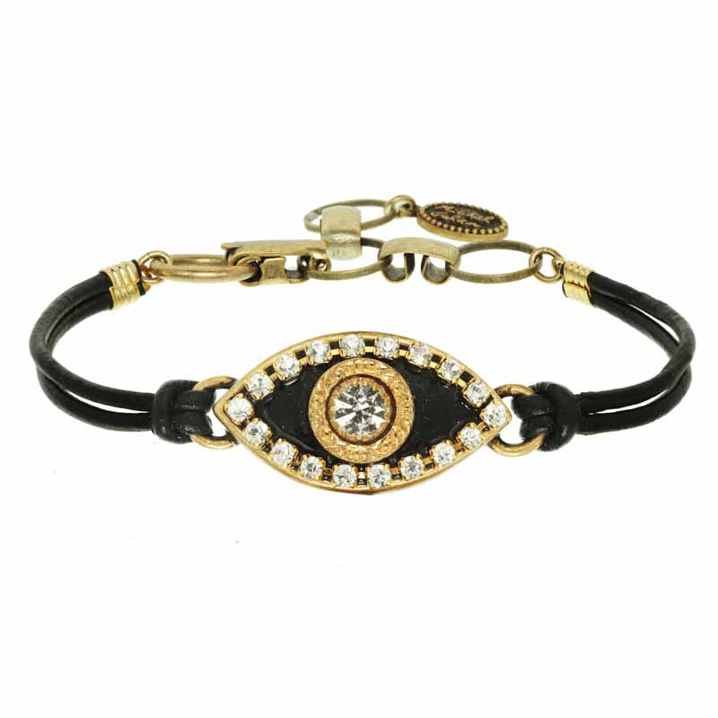 Gold and Black Eye Leather Bracelet by Michal Golan