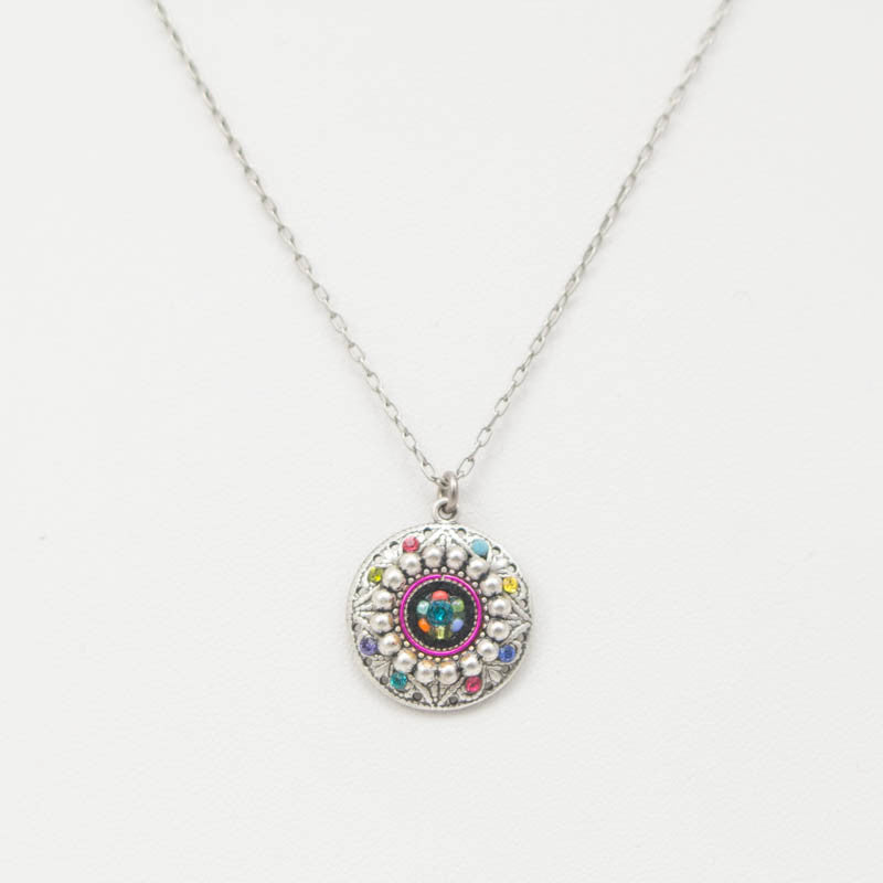 Multi Color Beaded Circle Pendant by Firefly Jewelry
