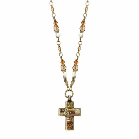 Beige Mini Beach Chain Cross Necklace