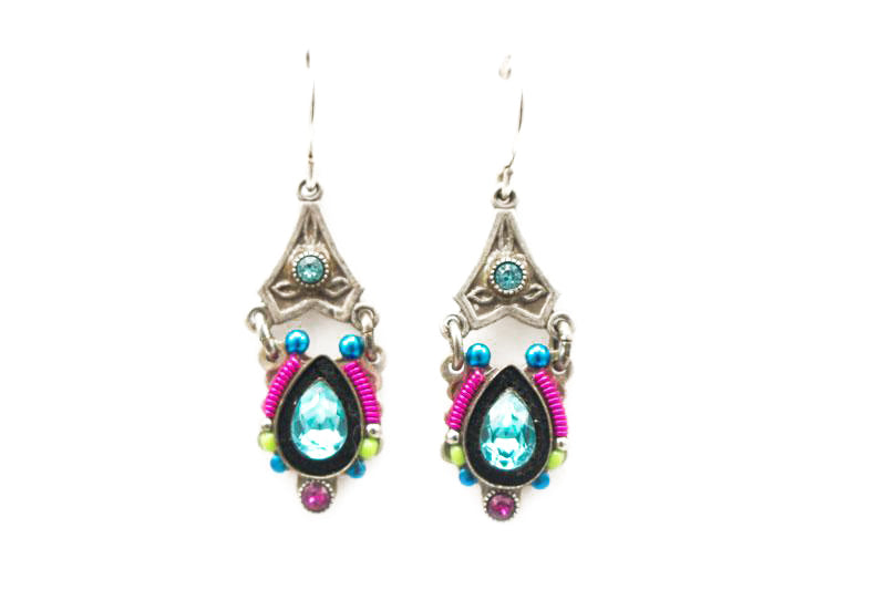 Multi Color Two-Tier Drop Earrings by Firefly Jewelry