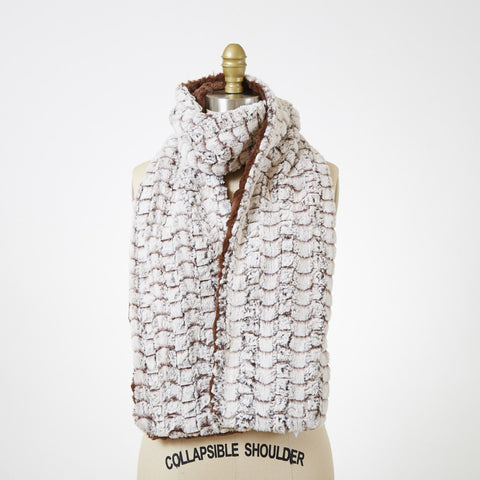 Snow Flurry With Cuddly Fur in Chocolate Scarf