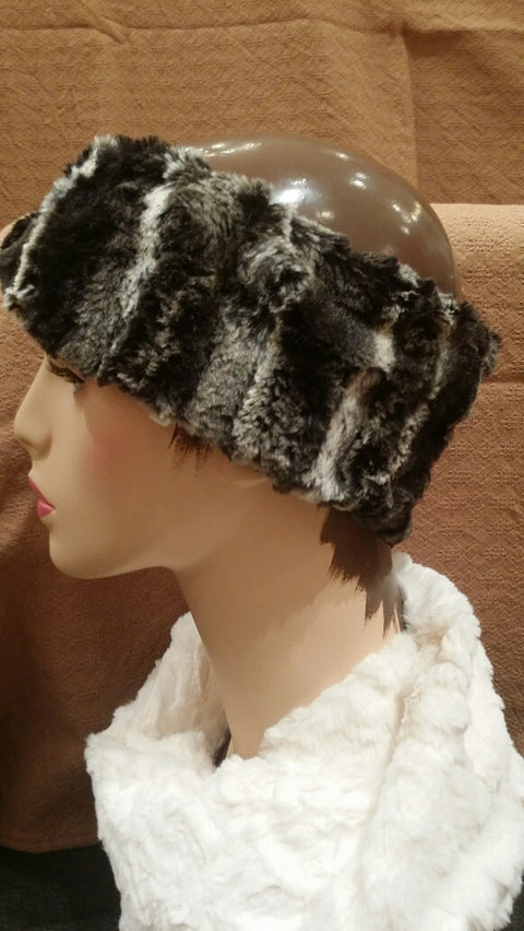 Agate in Black Luxury Faux Fur Headband