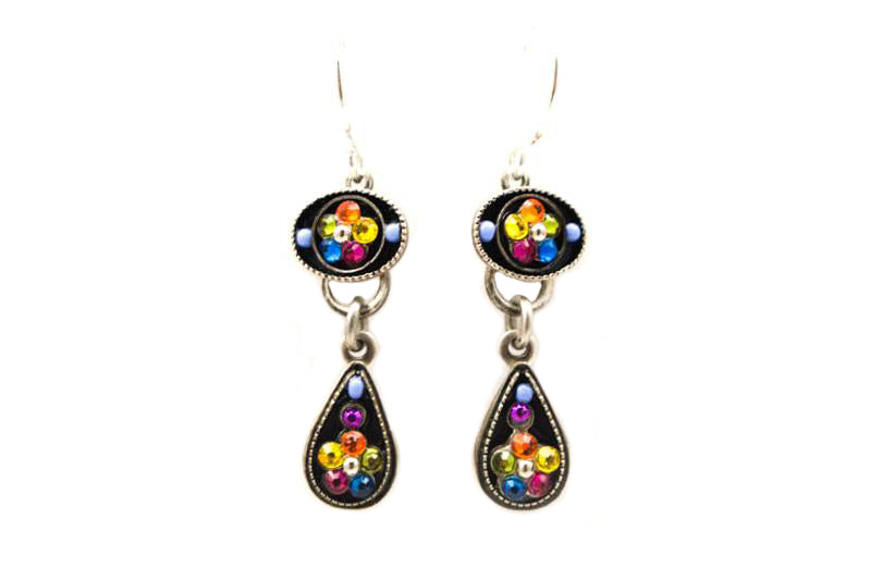 Multi Color Two Tier Drop Earrings by Firefly Jewelry