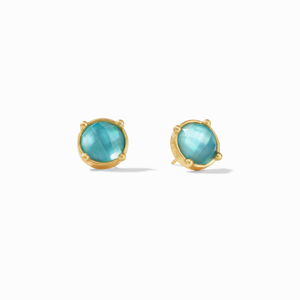 Honey Stud Earrings Gold Iridescent Bahamian Blue by Julie Vos