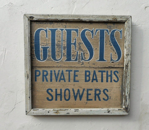 Guests Private Baths Showers Gold with White Trim Americana Art