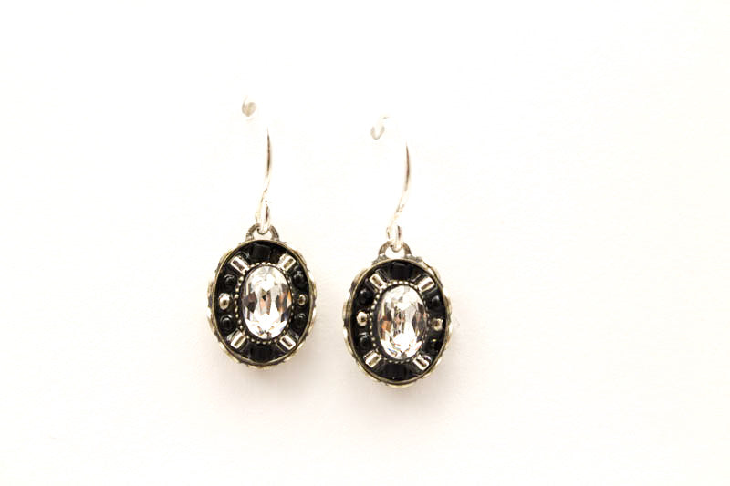 Black and White Viva Small Oval Earrings by Firefly Jewelry