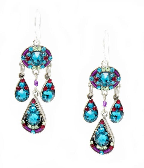 Blue Zircon Sparkle Elaborate Earrings by Firefly Jewelry