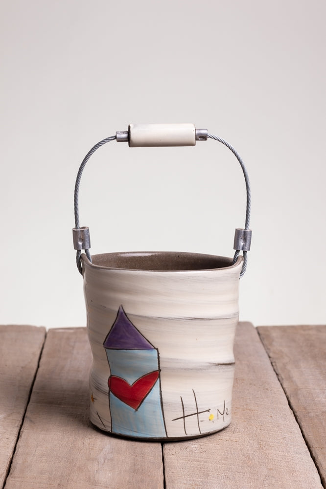 Small Home Sweet Home Bucket Hand Painted Ceramic