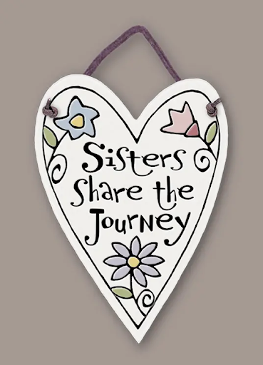 Sisters Share the Journey Charmer Heart Shaped Ceramic Tile