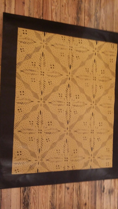 Edward Durant House Square Floorcloth with Border in Mustard - Size 48" x 60"