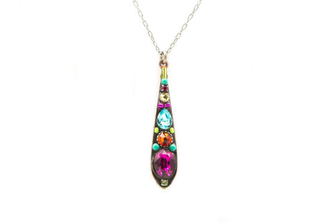 Multi Color Stilleto Large Drop Necklace by Firefly Jewelry