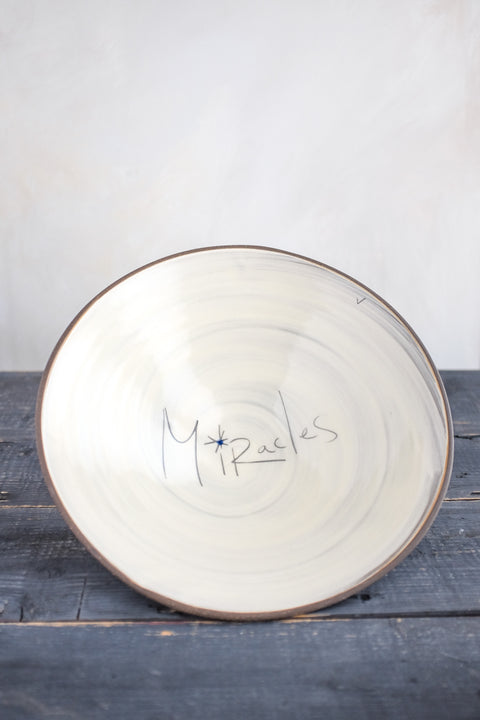 Miracles Serving Bowl Hand Painted Ceramic