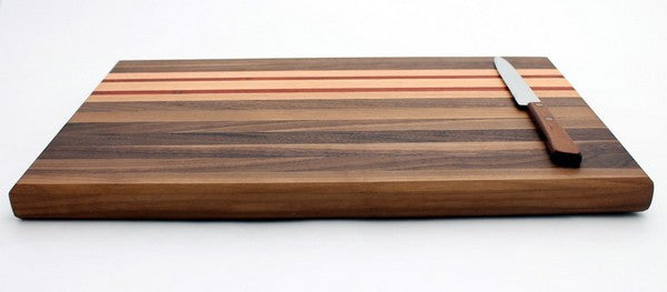 Large Cutting Board with Stripes in Walnut - Size 10"x16"