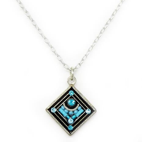 Turquoise Architectural Triangle Pendant Necklace by Firefly Jewelry