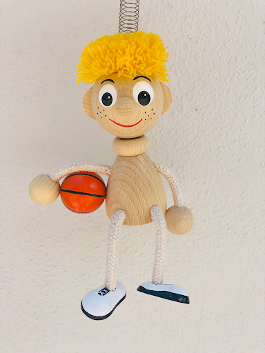 Basketball Player Handcrafted Wooden Jumpie