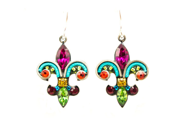 Multi Color Fleur de Lys Earrings by Firefly Jewelry