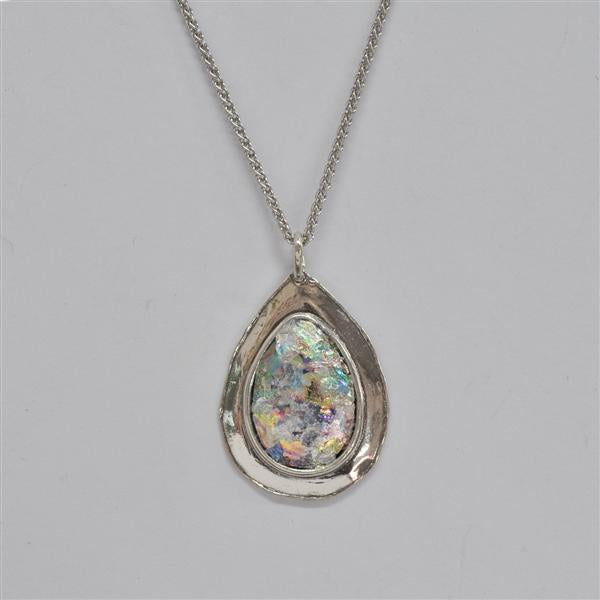 Filled In Teardrop Roman Glass Necklace