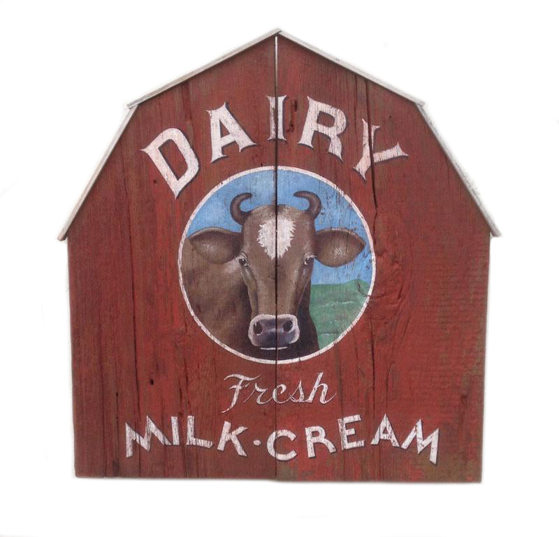 Dairy Fresh Milk with Cow, Barn Americana Art
