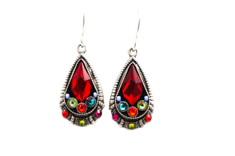 Red Multicolor Elegant Drop Earrings by Firefly Jewelry