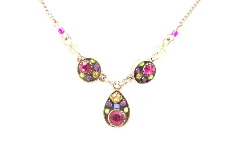 Fuschia Sparkling Drop Necklace by Firefly Jewelry