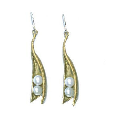 Baby Two Pearl Wire Earrings by Michael Michaud