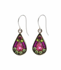 Rose Mosaic Tear Drop Earrings by Firefly Jewelry