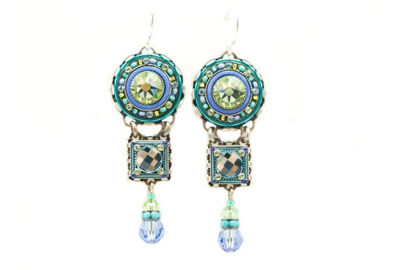 Aqua La Dolce Vita 3 Tier Earrings by Firefly Jewelry