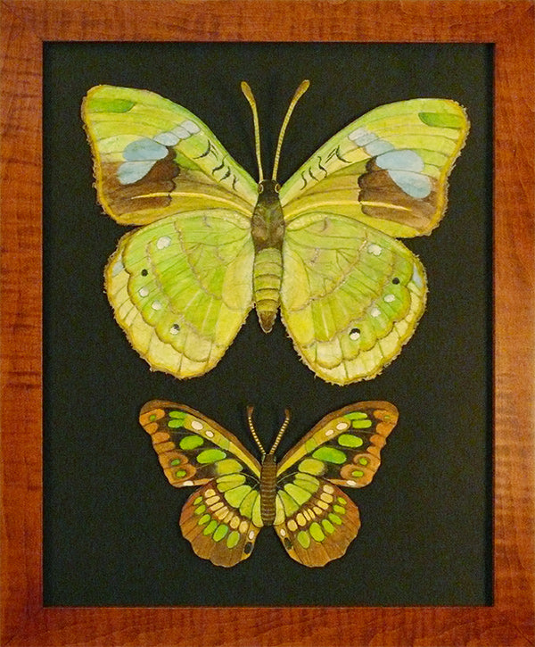 Large Green with Green and Brown Butterflies by Susan Daul