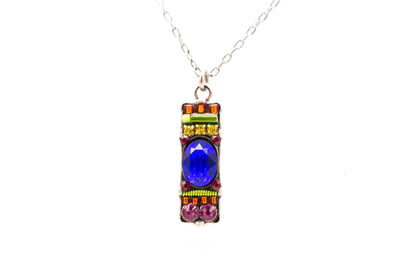 Royal Blue Bar Pendent Necklace by Firefly Jewelry