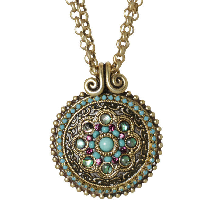 Turkish Bazaar Long Oval Pendant Double Strand Necklace by Michal Golan