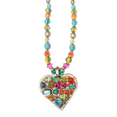 Multi Bright Small Heart Beaded Necklace by Michal Golan