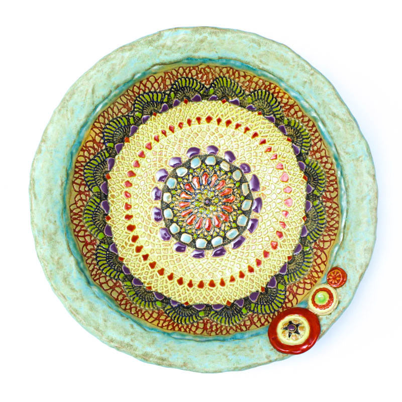 Faux Mosaic Ceramic Bowl in Cori's Kaleidoscope - Large