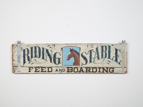 Riding Stable Feed and Boarding, Antique Shutter Americana Art