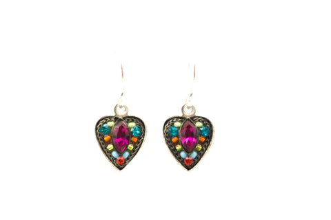 Multi Color Heart with Marquis Stone Earrings by Firefly Jewelry
