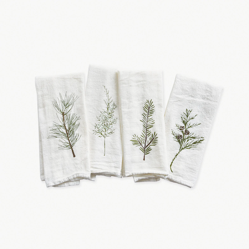 Winter Greens (Juniper, Ceder, White Pine, and Fir) Napkins / Set of 4