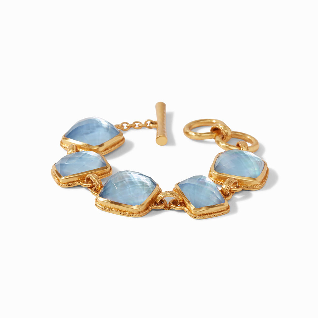 Savoy Bracelet Gold Iridescent Chalcedony Blue by Julie Vos